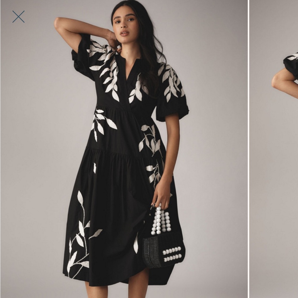 Anthropologie Embroidery Appliqué Dress